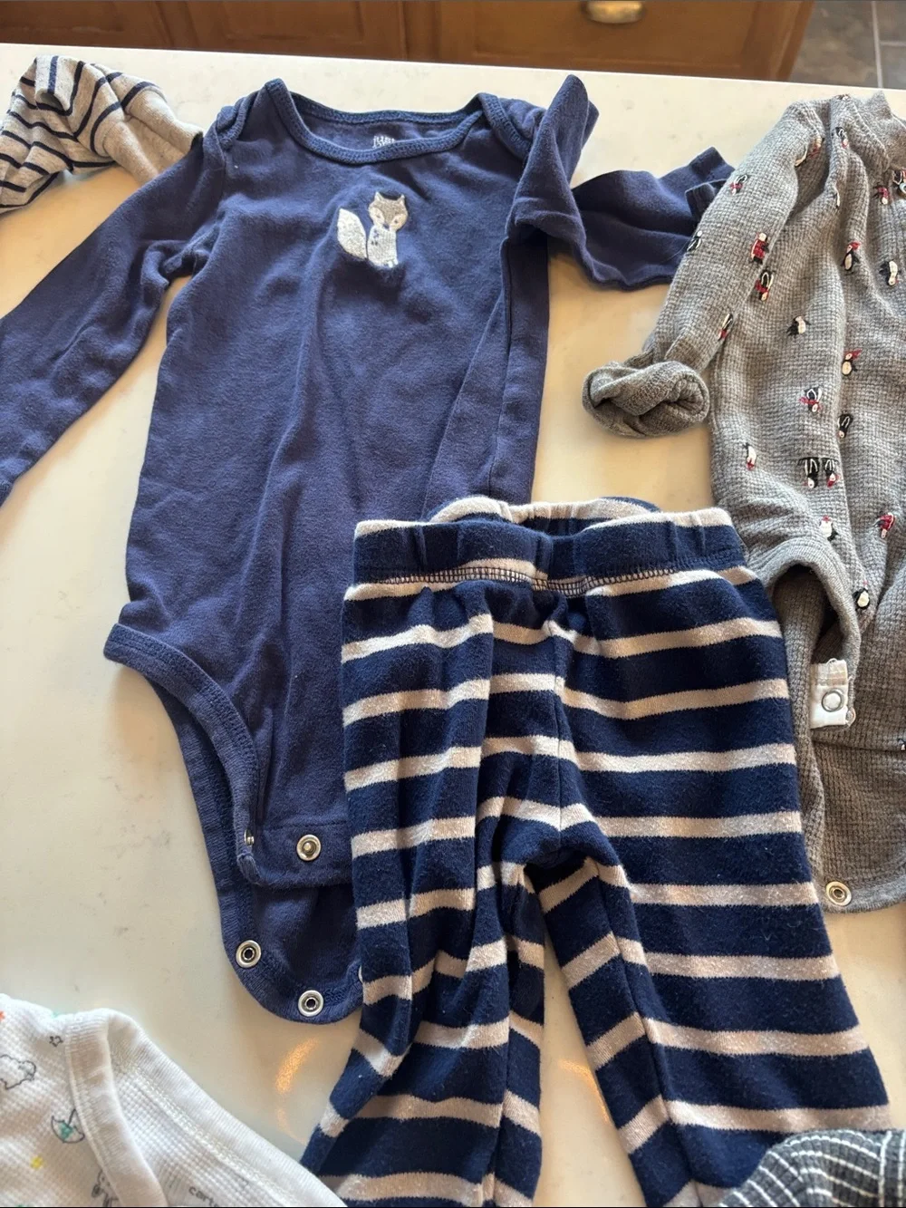 Lot of Baby Onesies , sleepers, and pants Mixed Colors & Patterns 9 months